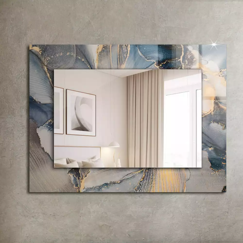 Espejo rectangular estampado Arte abstracto azul