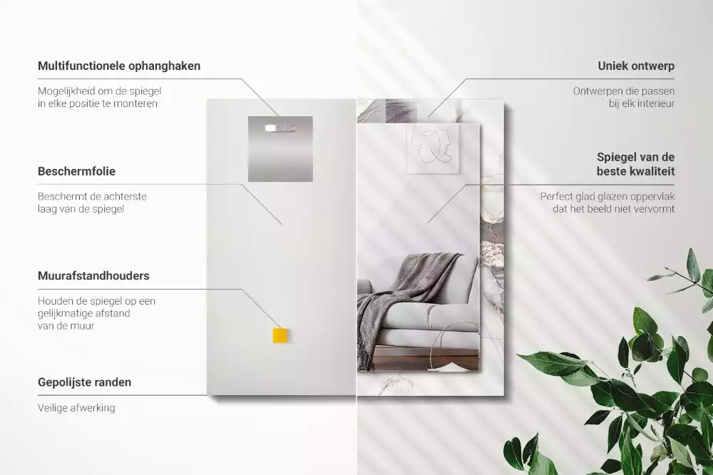 Espejo rectangular estampado Arte abstracto de mármol