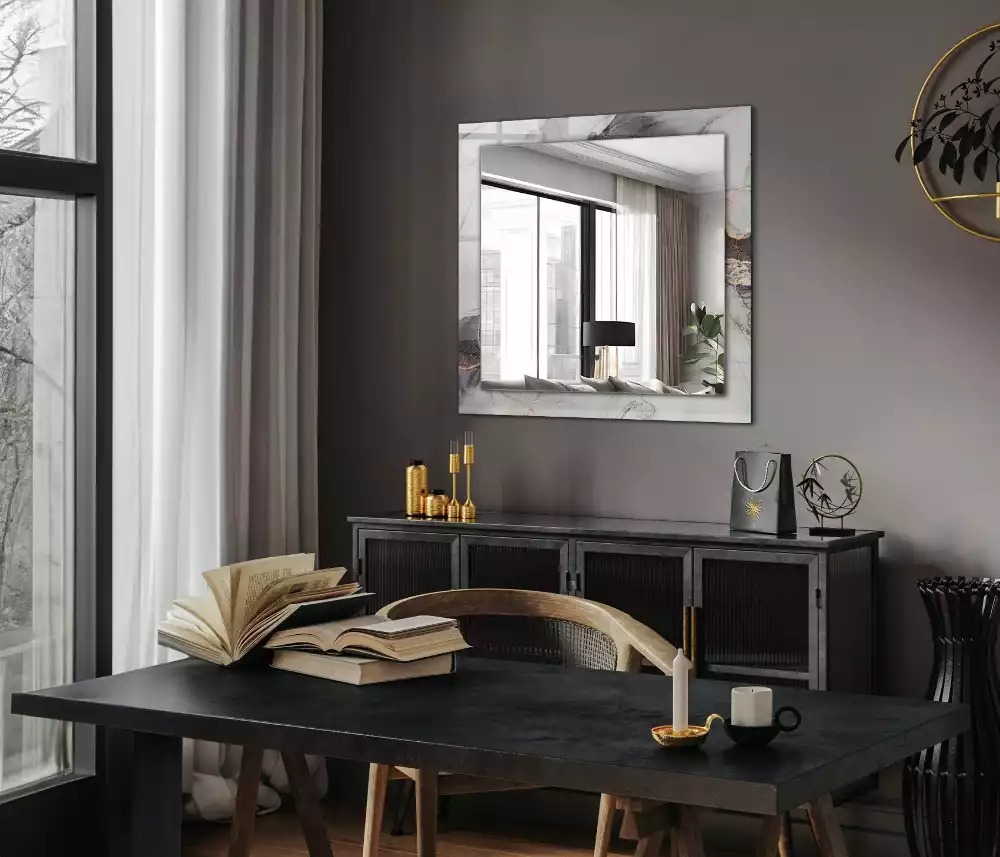 Espejo rectangular estampado Arte abstracto de mármol