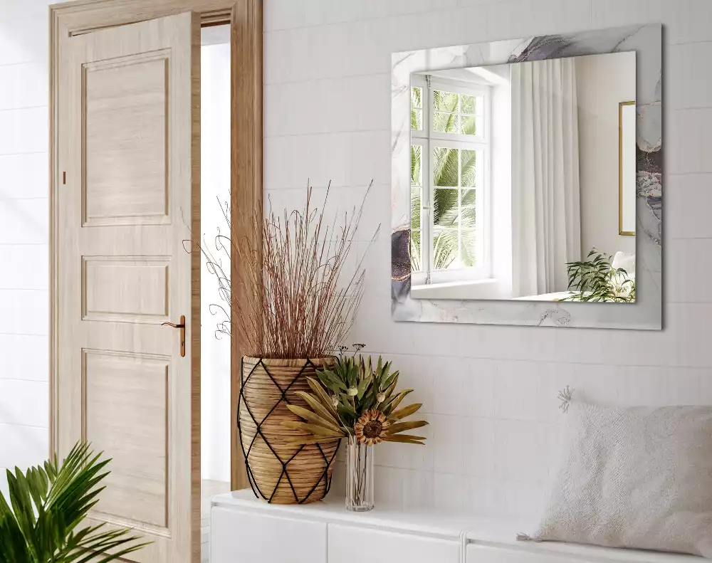 Espejo rectangular estampado Arte abstracto de mármol