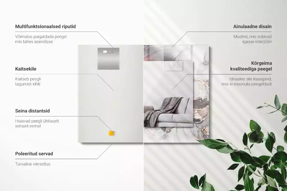 Espejo rectangular estampado Arte abstracto de mármol