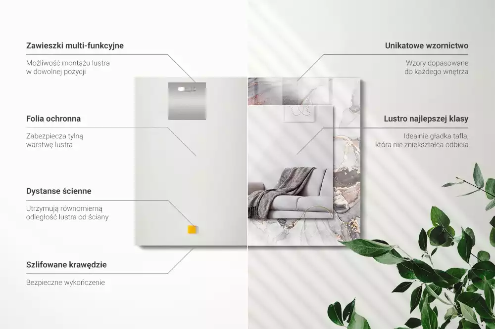 Espejo rectangular estampado Arte abstracto de mármol