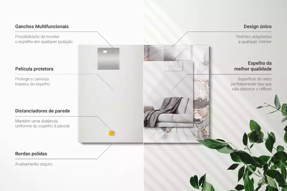 Espejo rectangular estampado Arte abstracto de mármol