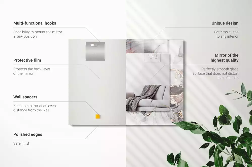 Espejo rectangular estampado Arte abstracto de mármol