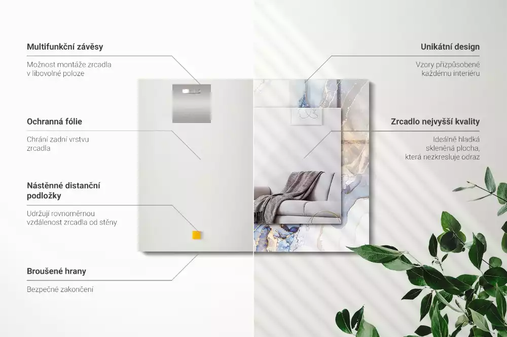 Espejo rectangular impreso Arte abstracto de mármol