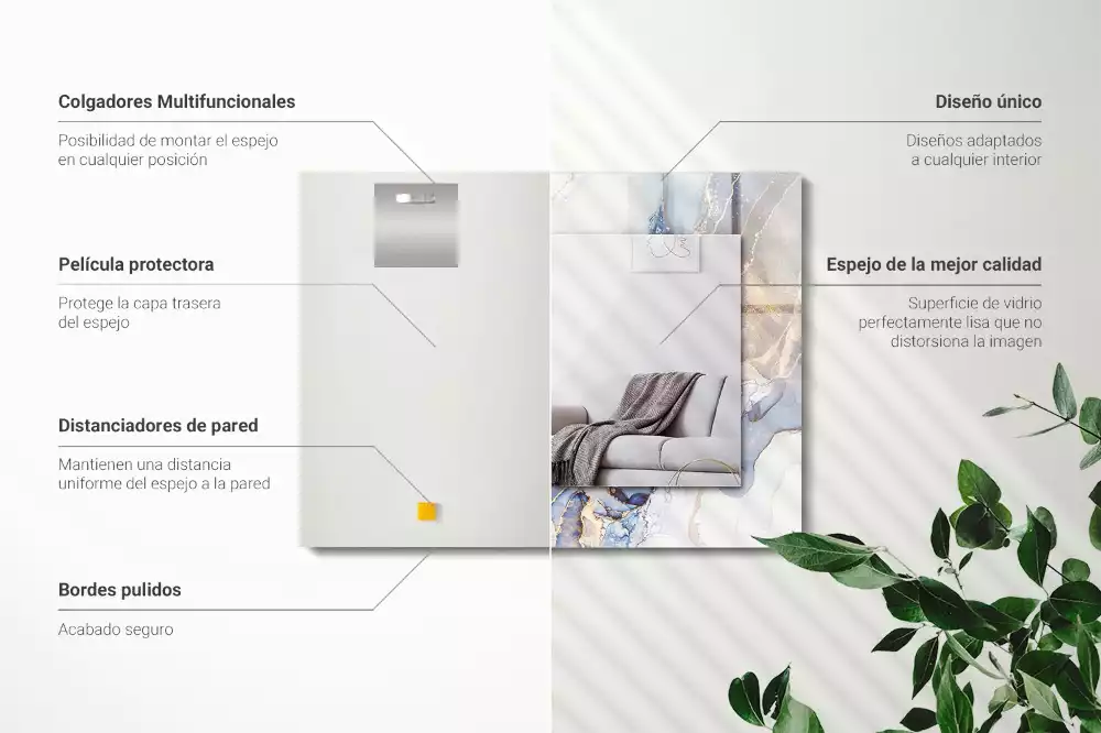 Espejo rectangular impreso Arte abstracto de mármol