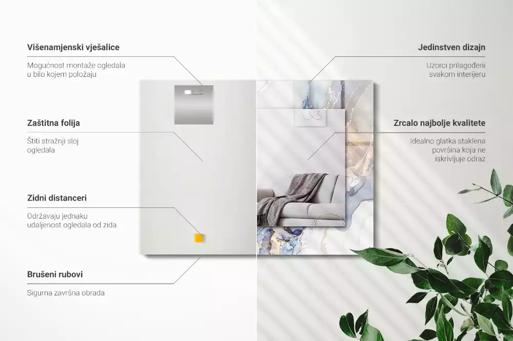 Espejo rectangular impreso Arte abstracto de mármol