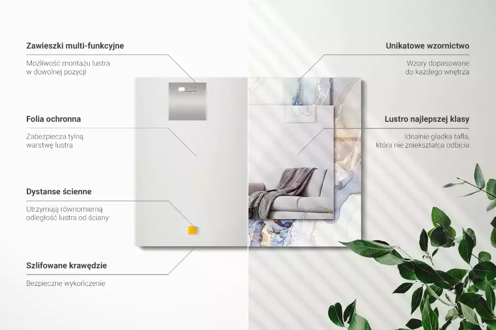 Espejo rectangular impreso Arte abstracto de mármol