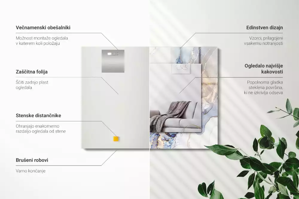 Espejo rectangular impreso Arte abstracto de mármol