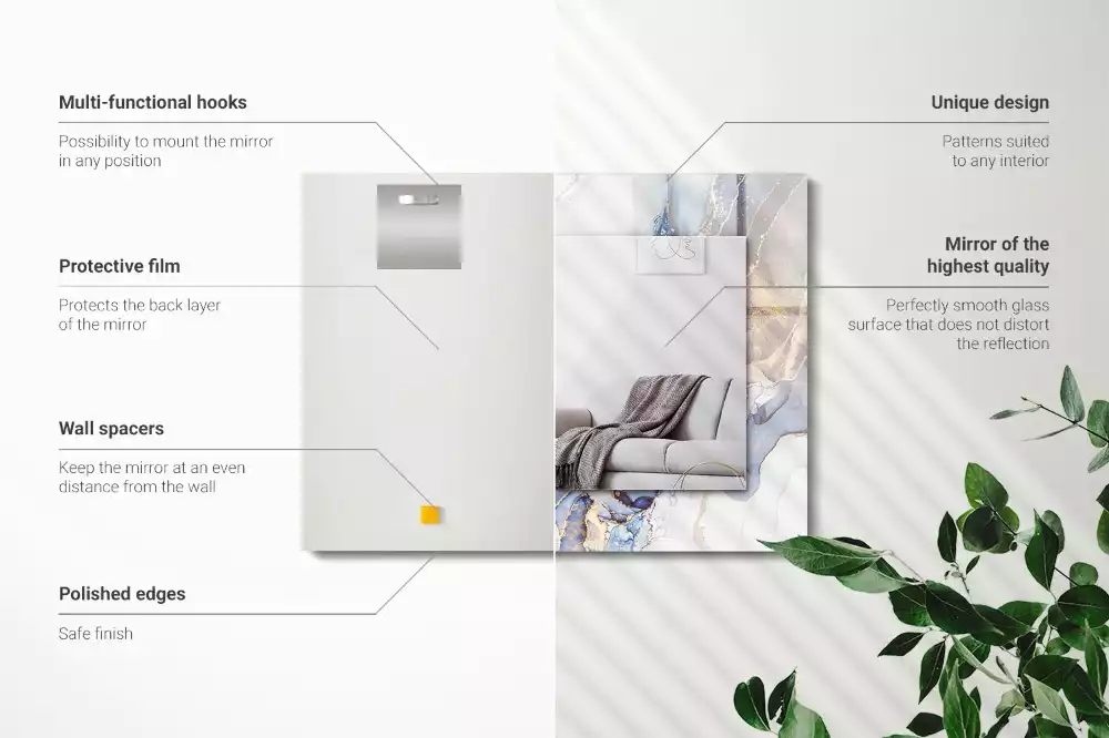 Espejo rectangular impreso Arte abstracto de mármol