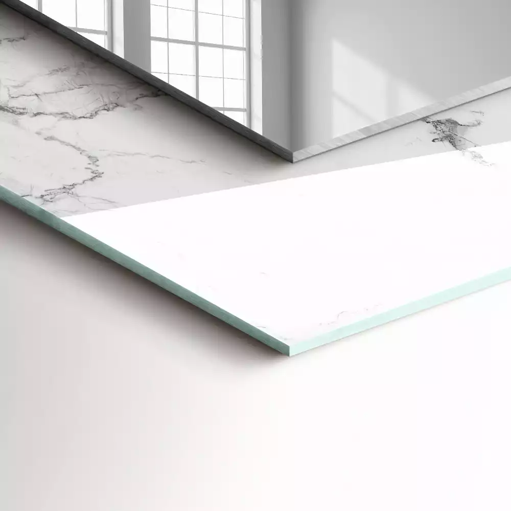 Espejo rectangular impreso Patrón de mármol blanco