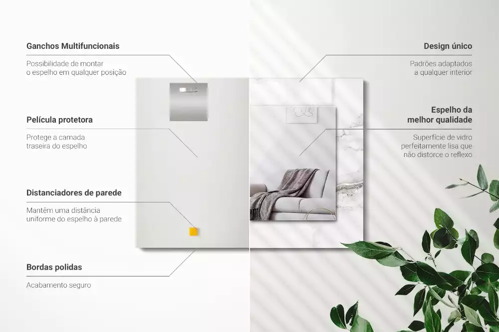 Espejo rectangular impreso Patrón de mármol blanco