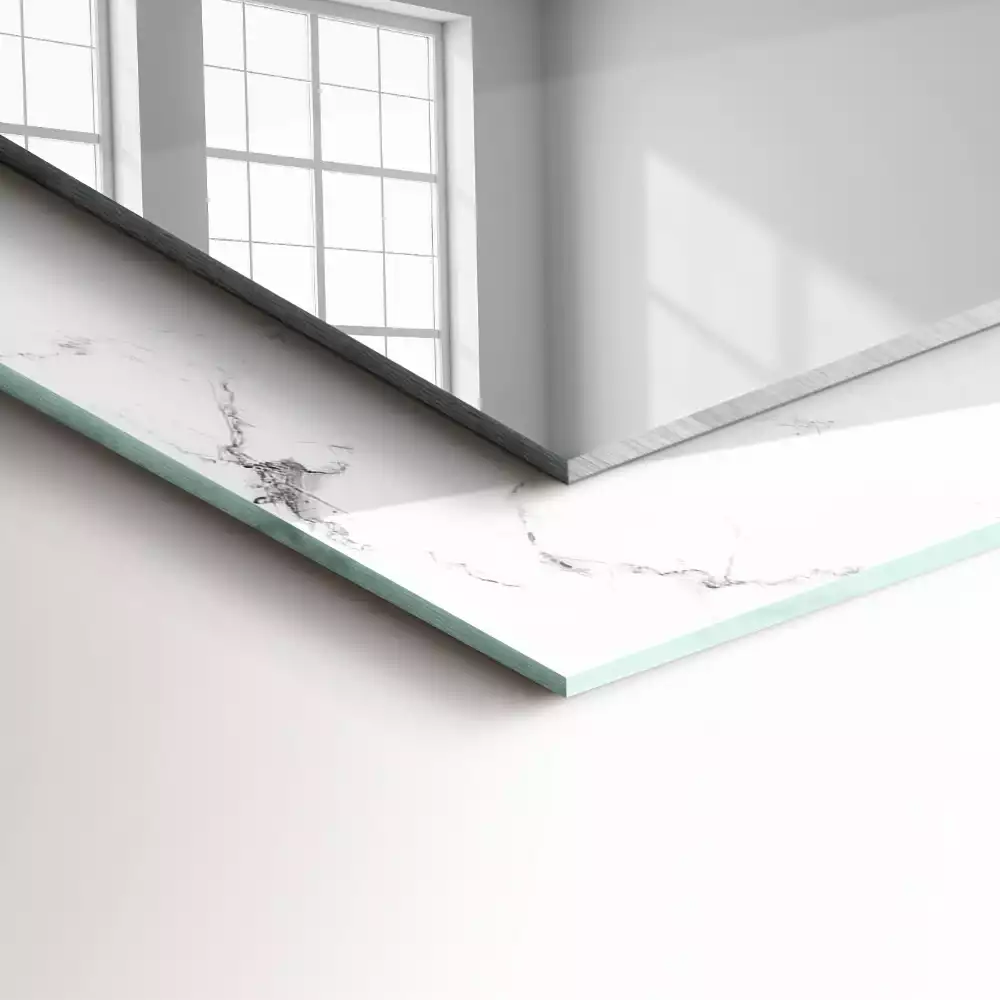 Espejo rectangular impreso Patrón de mármol blanco