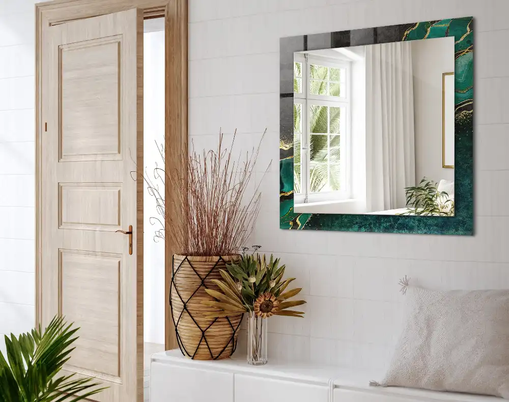 Espejo rectangular estampado Patrones abstractos verdes
