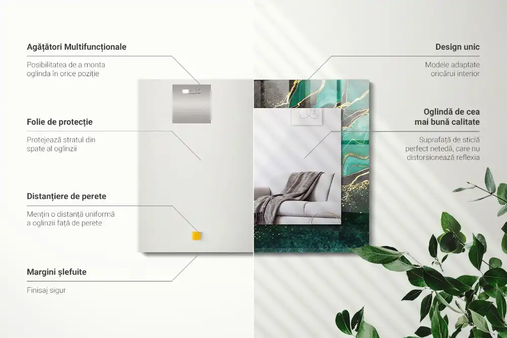 Espejo rectangular estampado Patrones abstractos verdes