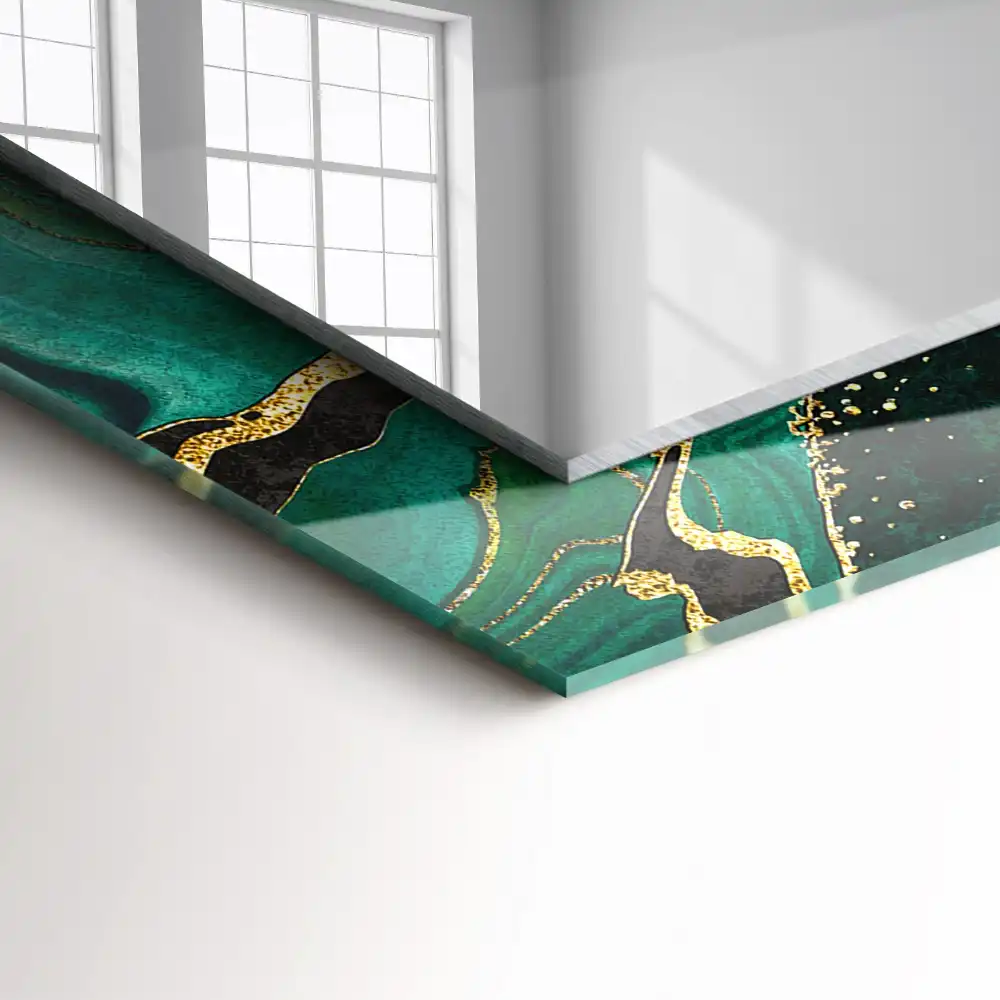 Espejo rectangular estampado Patrones abstractos verdes