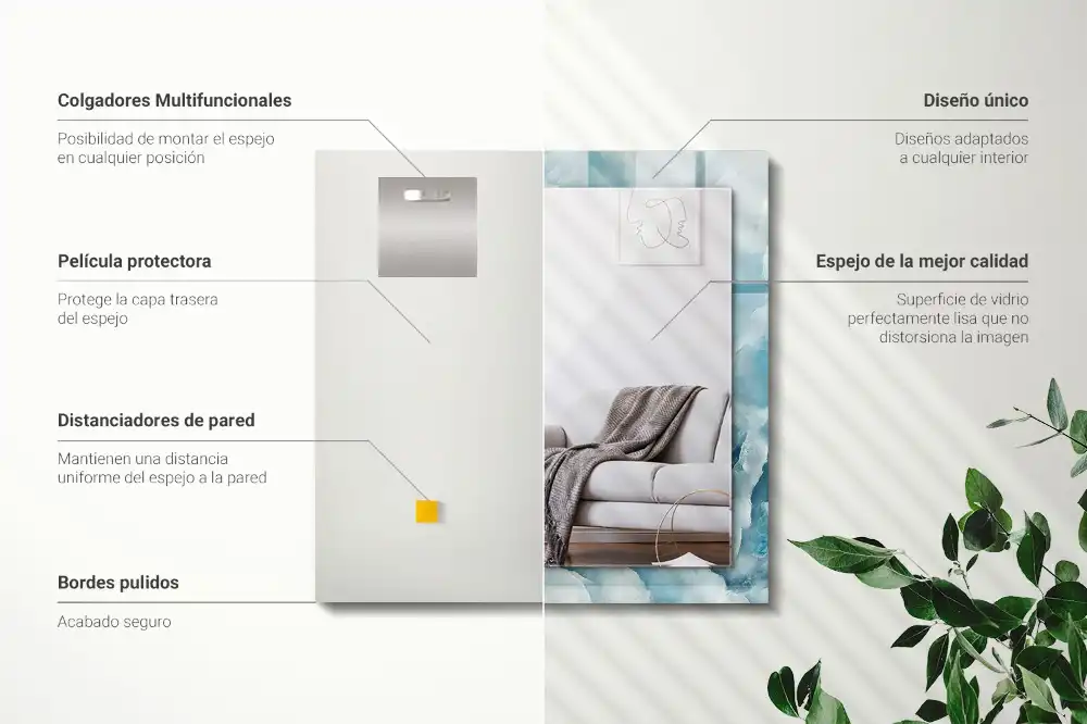 Espejo rectangular impreso Textura de mármol azul