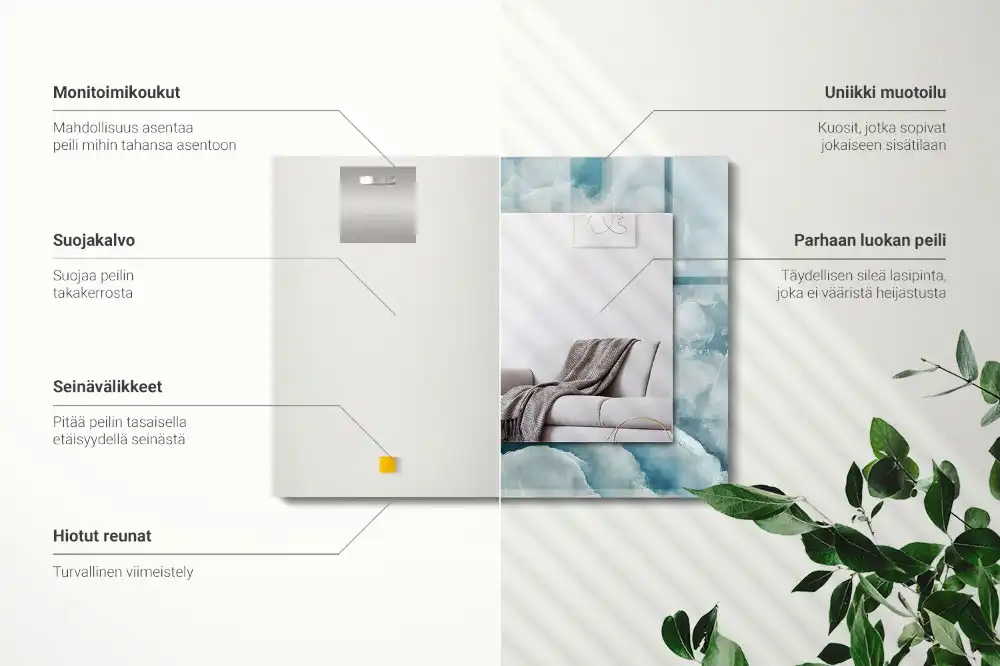 Espejo rectangular impreso Textura de mármol azul