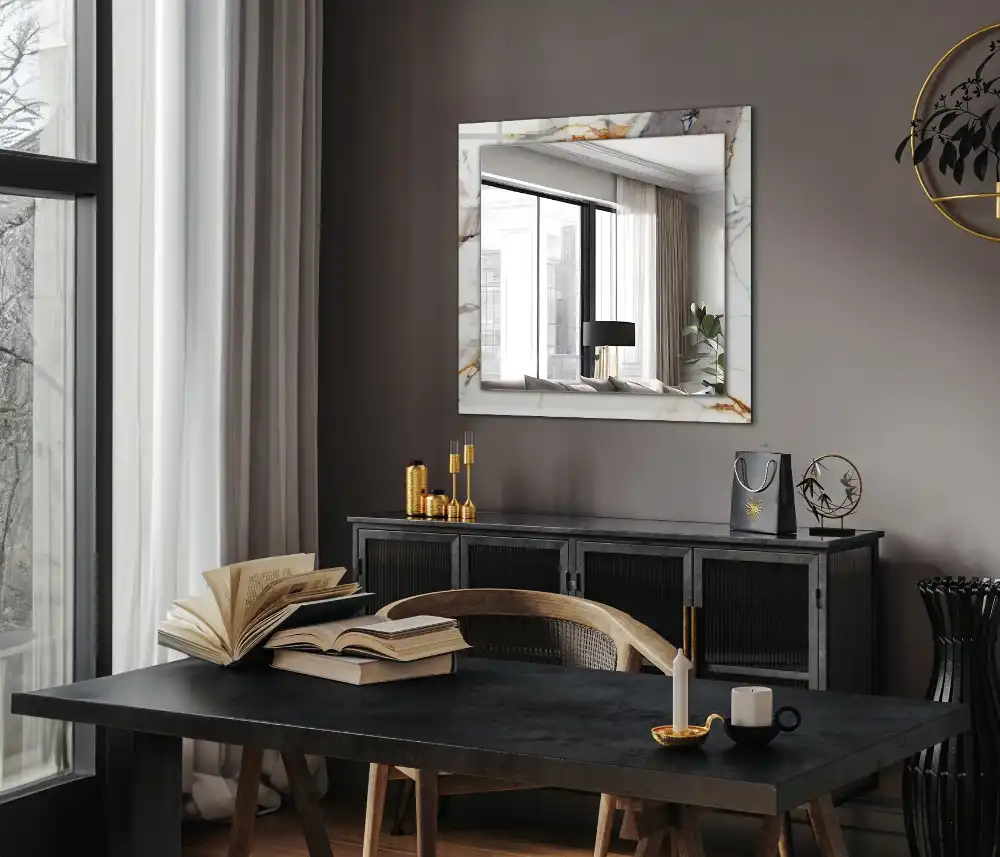 Espejo rectangular impreso mármol veteado