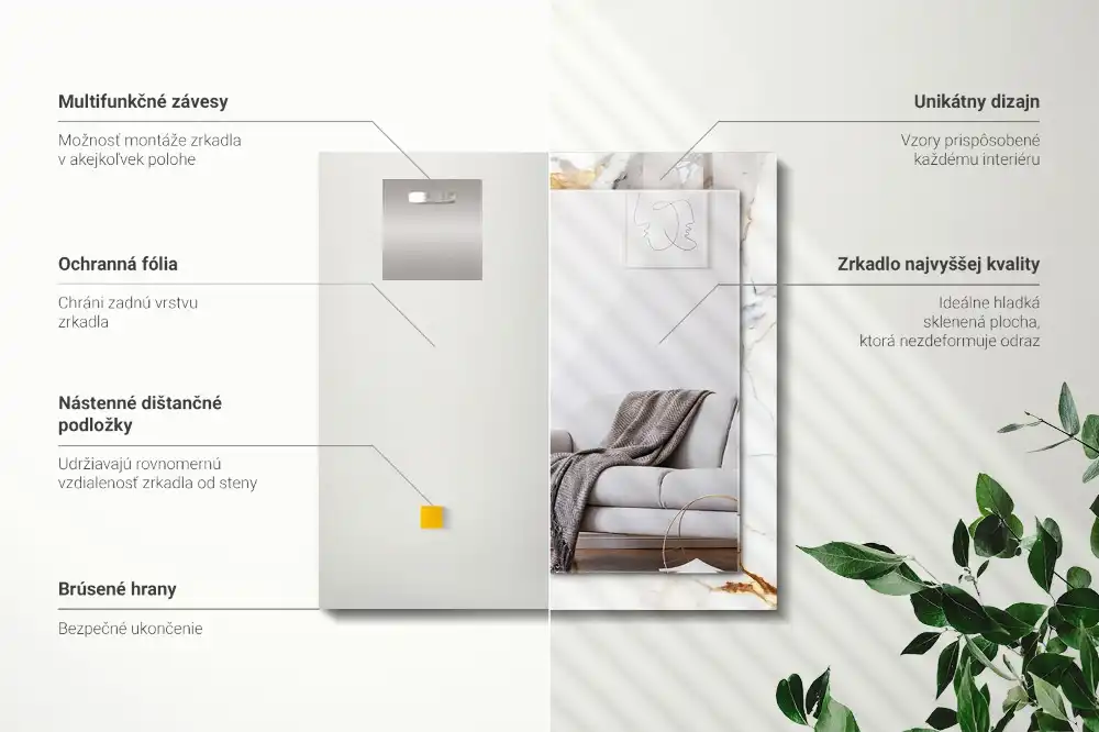 Espejo rectangular impreso mármol veteado