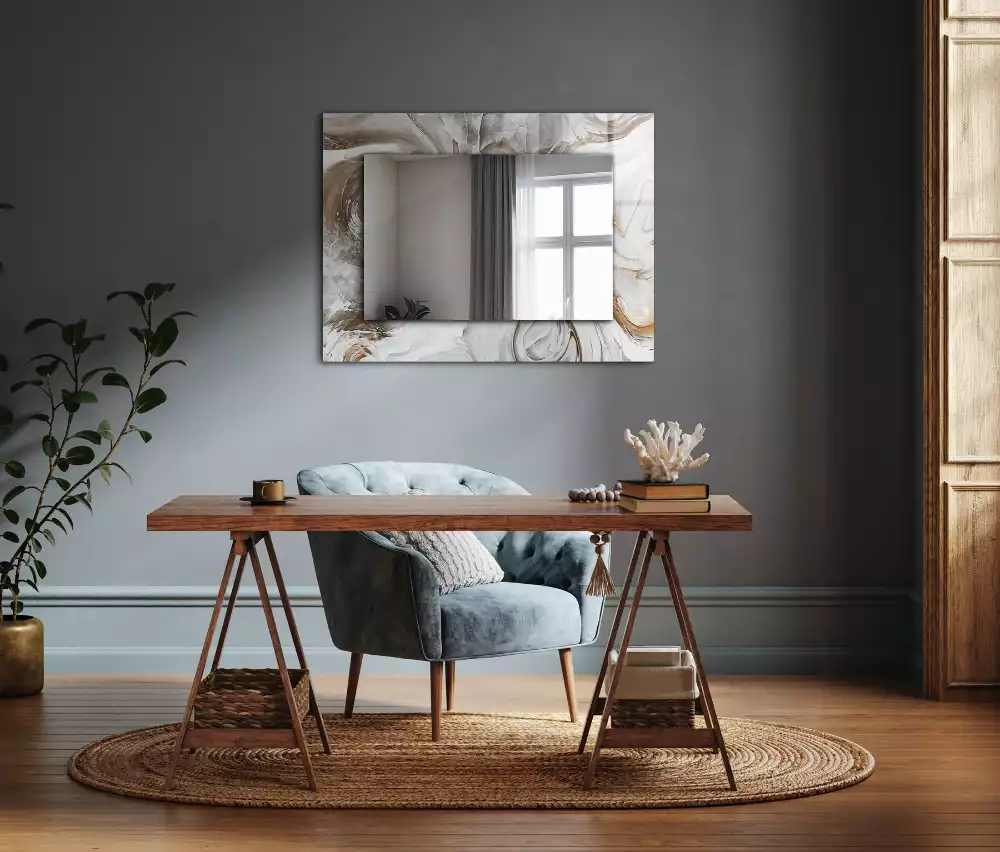 Espejo rectangular estampado Patrón de mármol abstracto