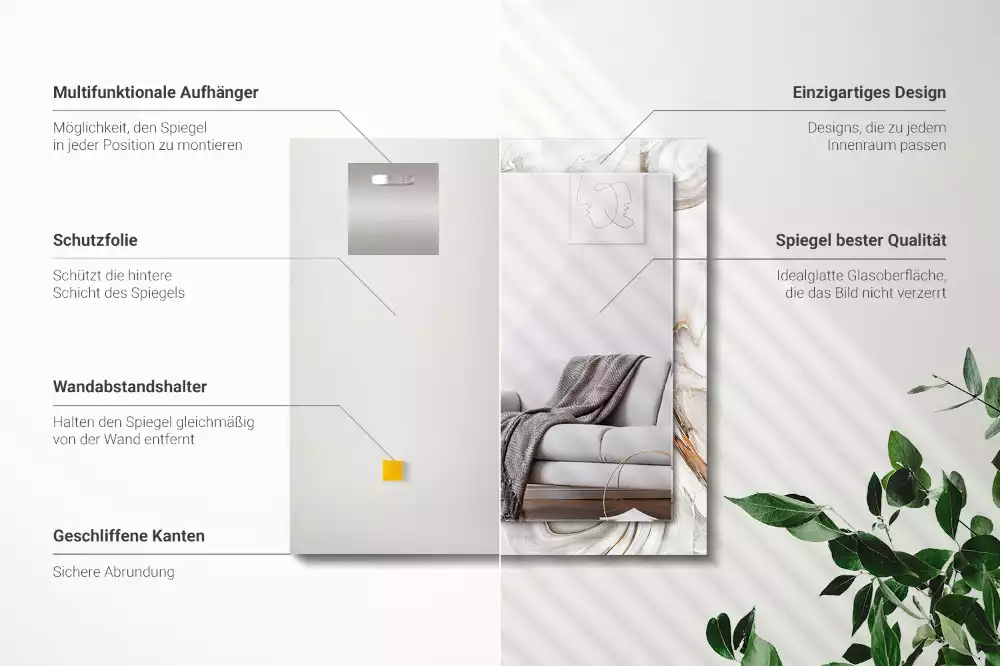 Espejo rectangular estampado Patrón de mármol abstracto