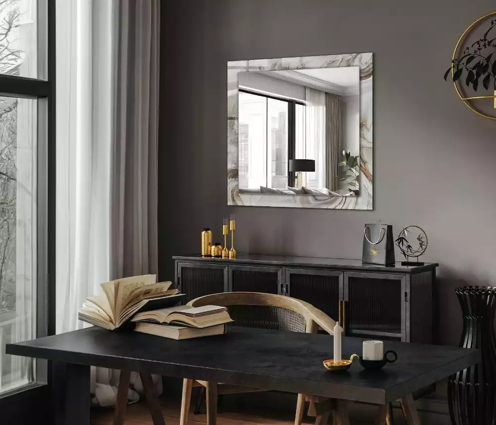 Espejo rectangular estampado Patrón de mármol abstracto