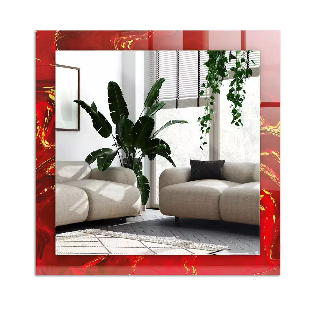 Espejo rectangular impreso Pintura roja abstracta