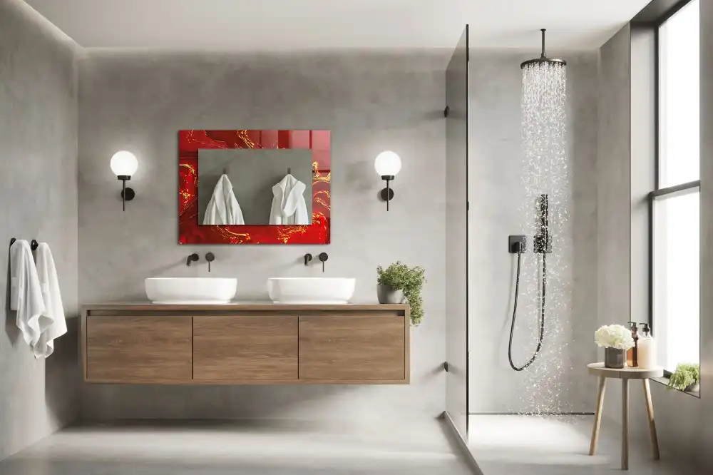 Espejo rectangular impreso Pintura roja abstracta