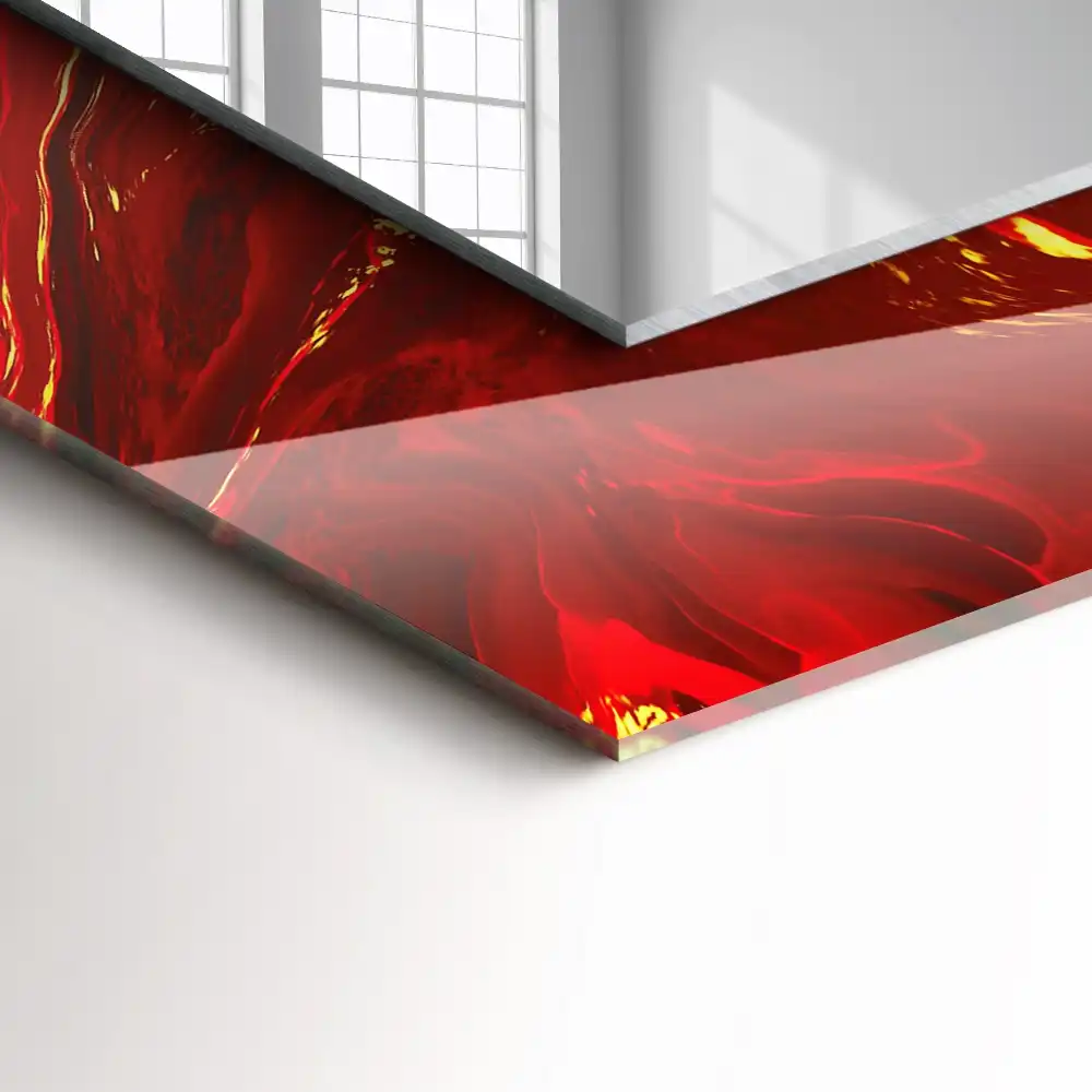 Espejo rectangular impreso Pintura roja abstracta