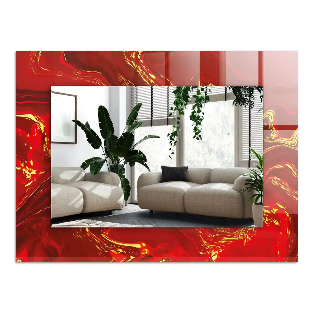 Espejo rectangular impreso Pintura roja abstracta