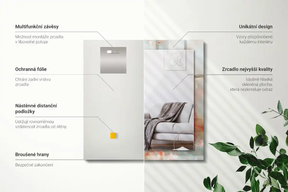 Espejo rectangular impreso Textura colorida abstracta