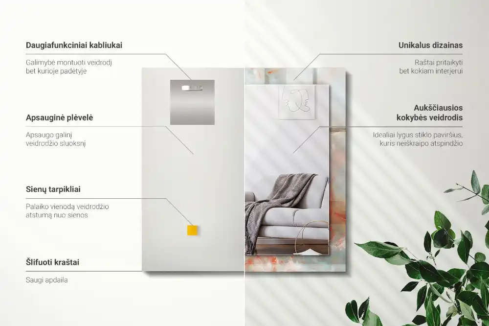 Espejo rectangular impreso Textura colorida abstracta