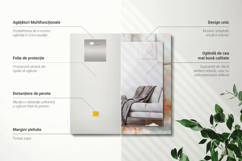 Espejo rectangular impreso Textura colorida abstracta