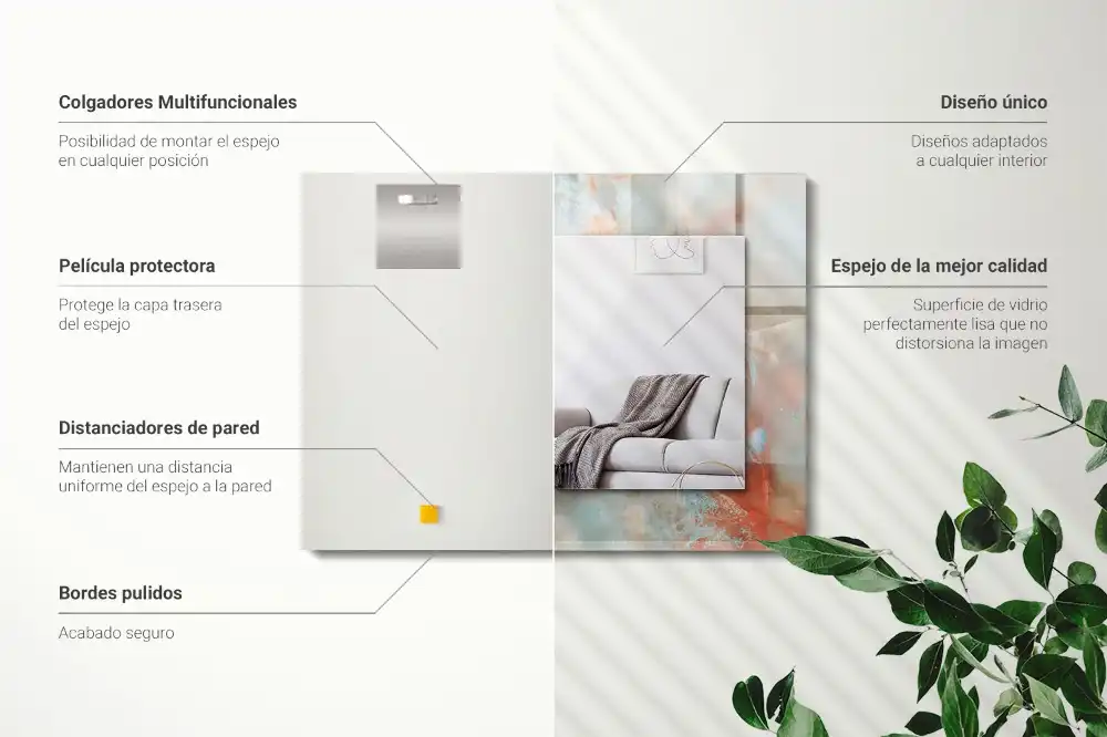 Espejo rectangular impreso Textura colorida abstracta