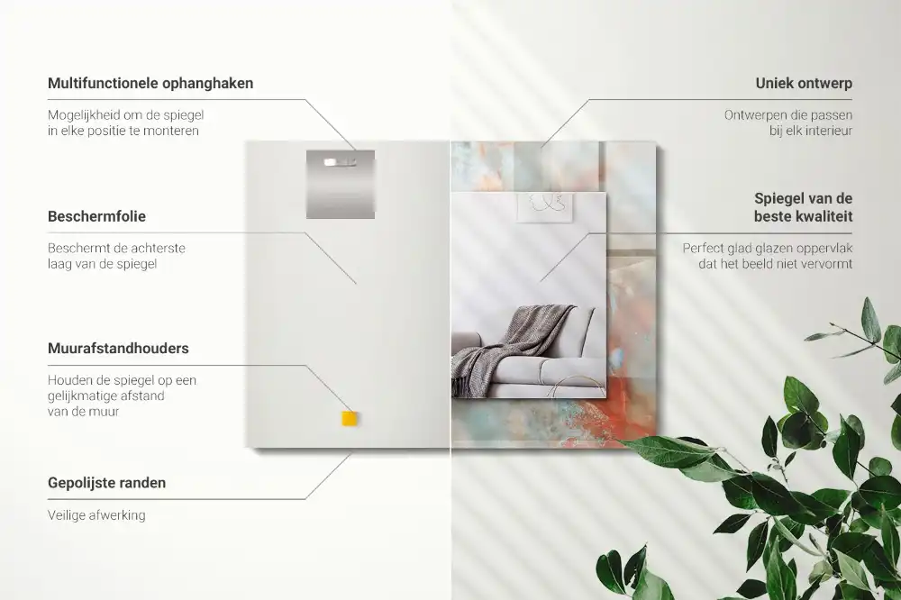 Espejo rectangular impreso Textura colorida abstracta