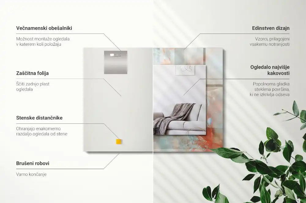 Espejo rectangular impreso Textura colorida abstracta