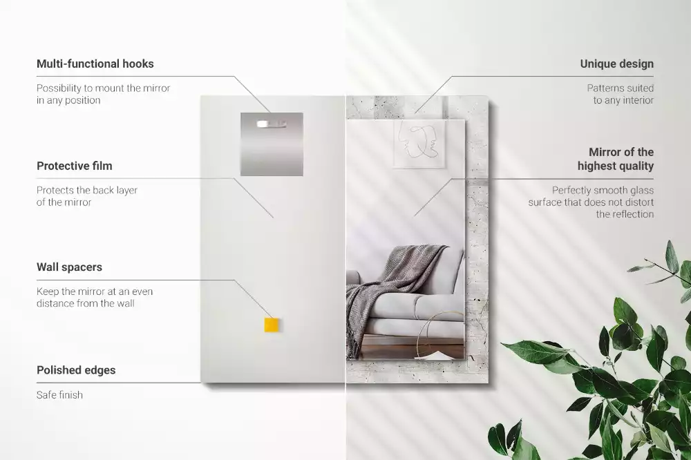 Espejo rectangular estampado Muro de hormigón agrietado