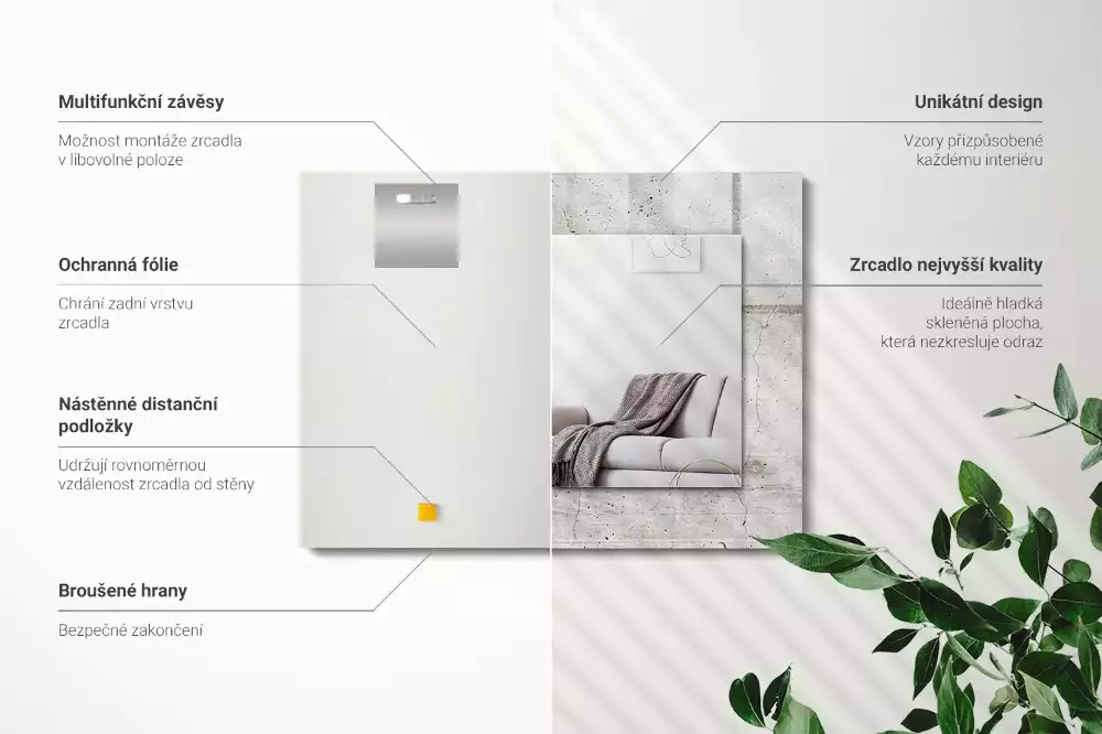 Espejo rectangular estampado Muro de hormigón agrietado