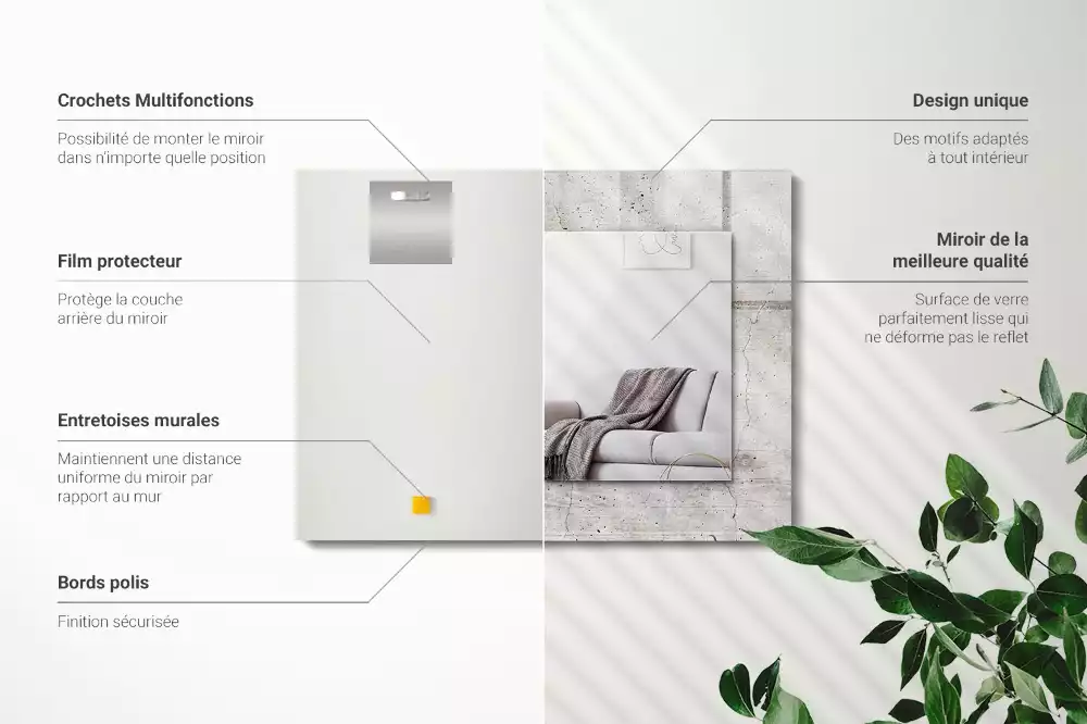 Espejo rectangular estampado Muro de hormigón agrietado