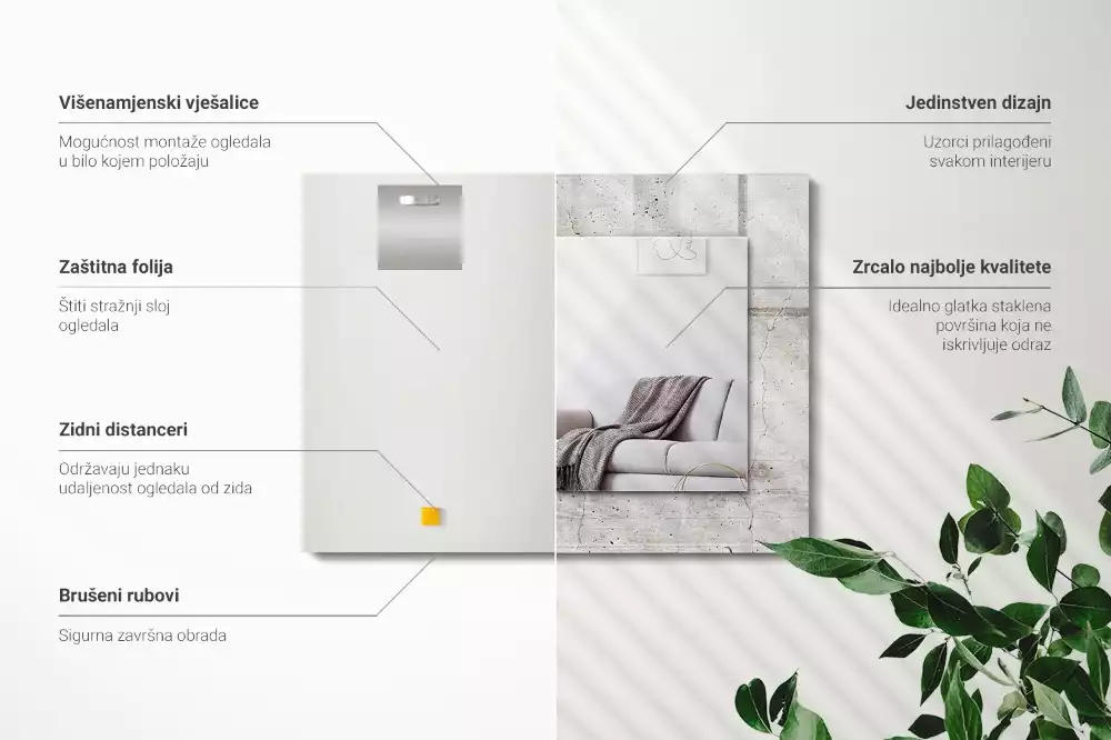 Espejo rectangular estampado Muro de hormigón agrietado