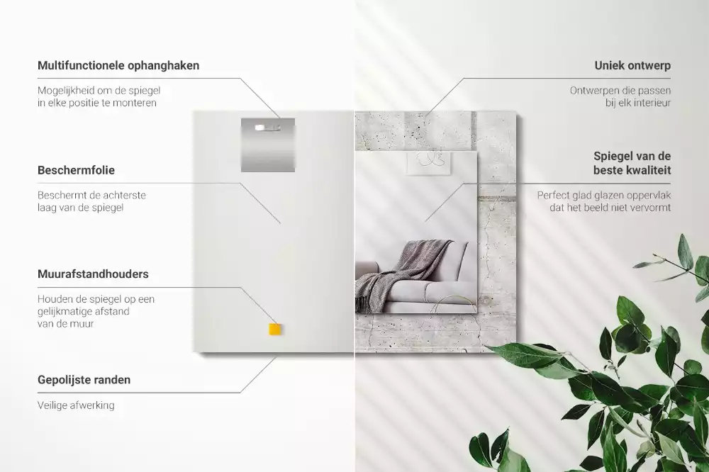 Espejo rectangular estampado Muro de hormigón agrietado