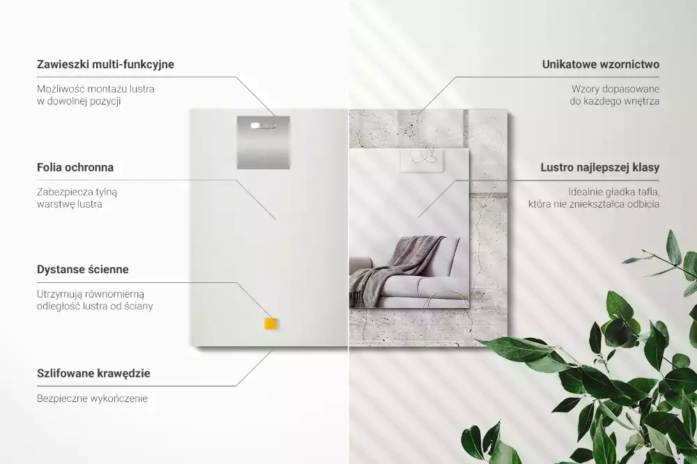 Espejo rectangular estampado Muro de hormigón agrietado