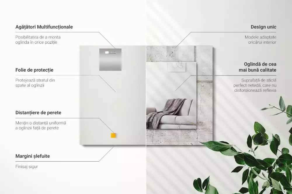 Espejo rectangular estampado Muro de hormigón agrietado