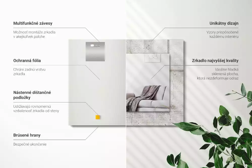 Espejo rectangular estampado Muro de hormigón agrietado