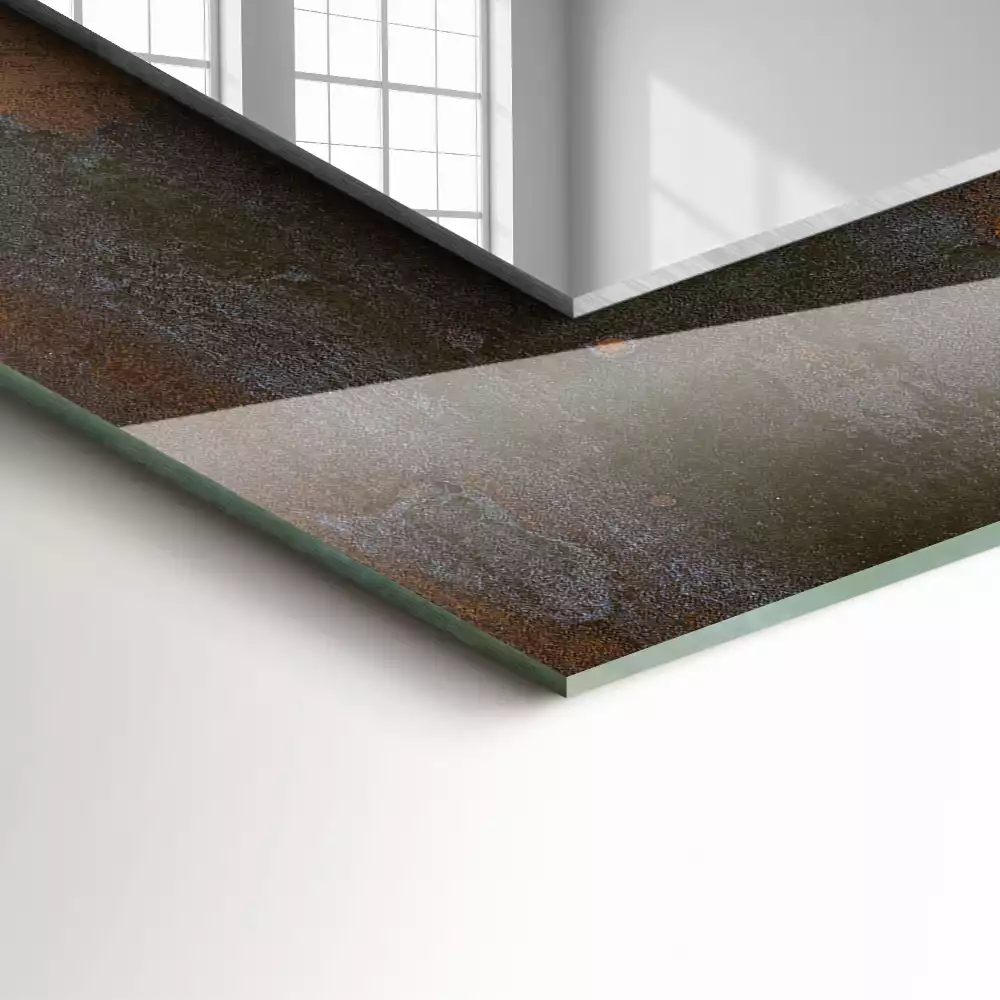 Espejo rectangular impreso Metal oxidado de moda