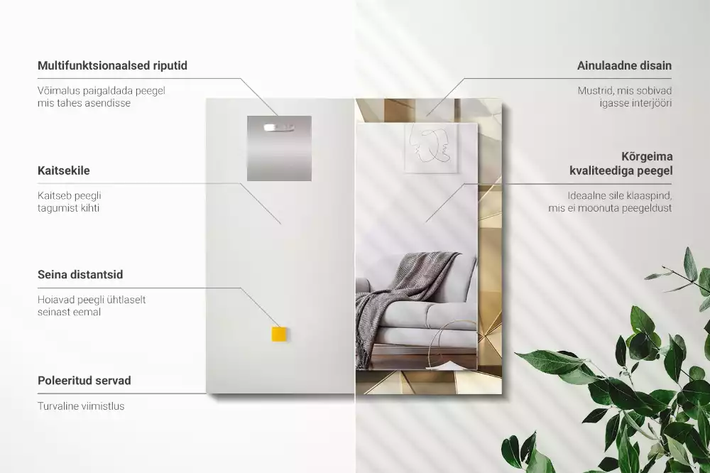 Espejo rectangular estampado formas geométricas