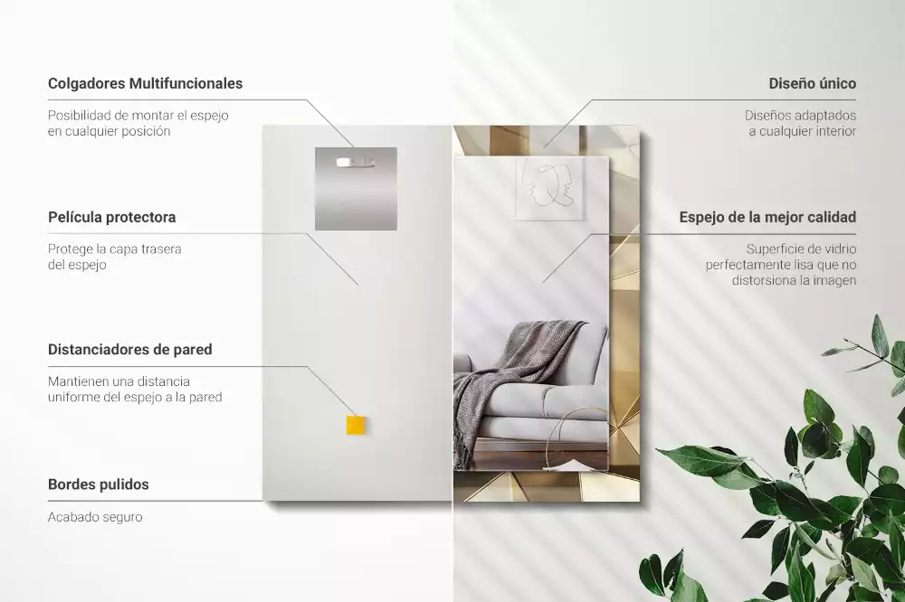 Espejo rectangular estampado formas geométricas