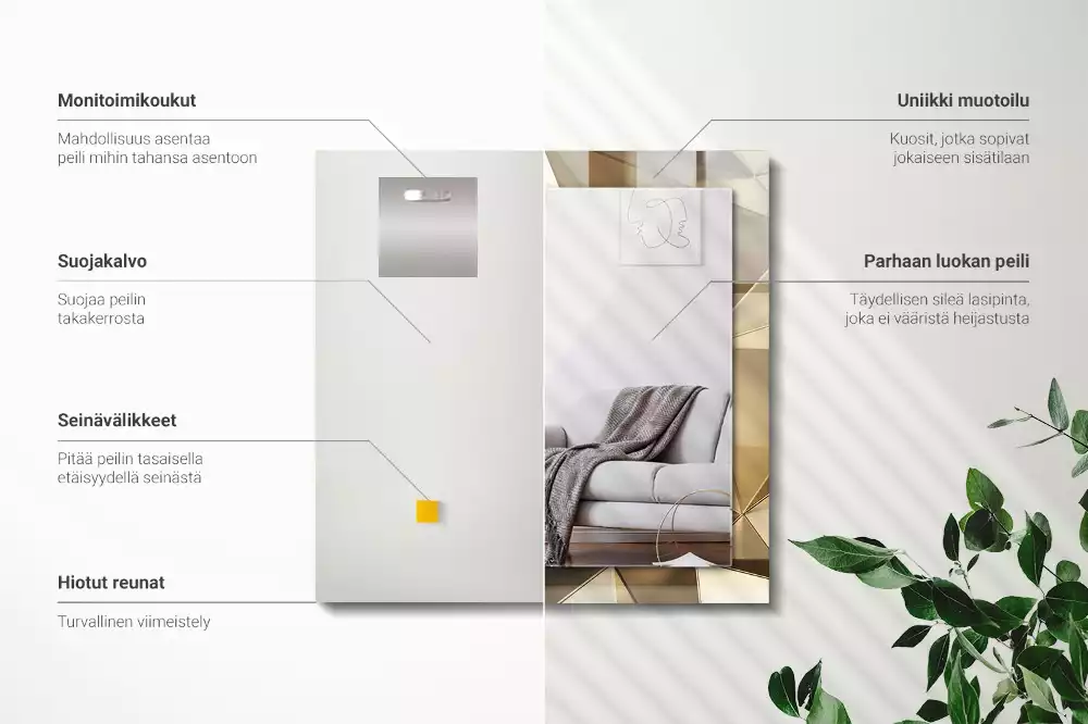 Espejo rectangular estampado formas geométricas