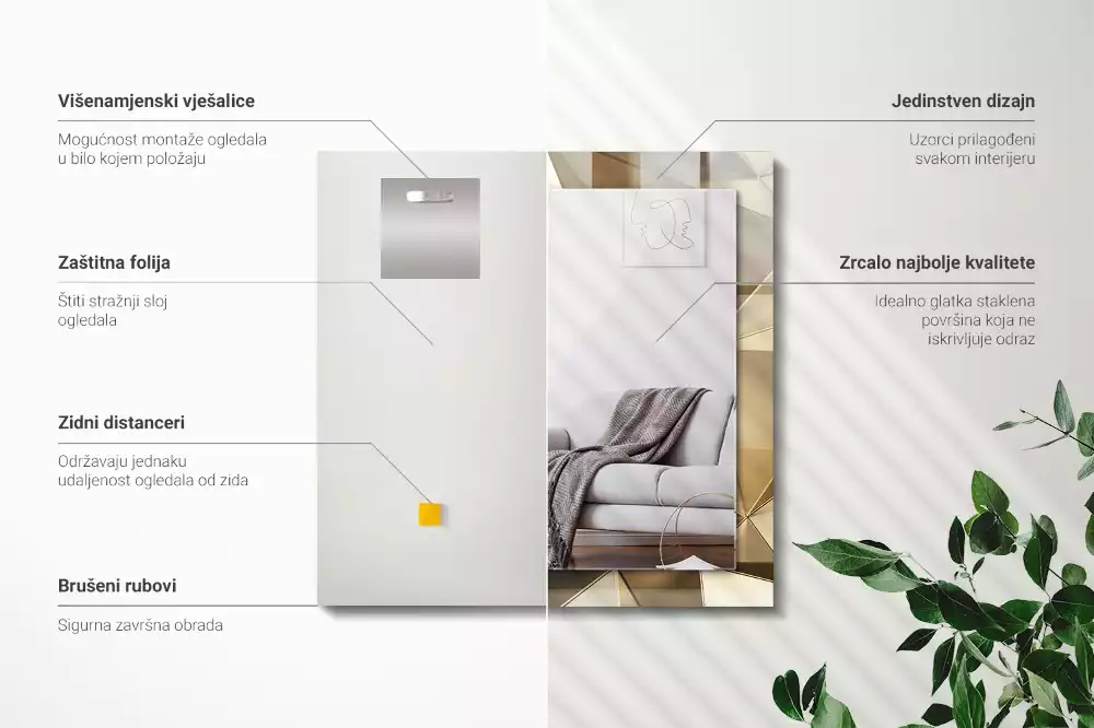 Espejo rectangular estampado formas geométricas